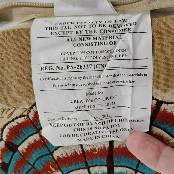 Decorative Coastal Seashell Throw Pillow, 16x16, Embroidered Linen Blend, Zipper - Picture 6 of 9